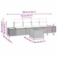 Градински Софа Комплект с възглавница 5 pcs Сив Полиратан