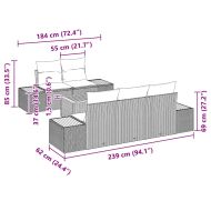 Градински Софа Комплект с възглавница 6 pcs Черно Полиратан