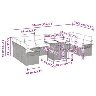 Градински Софа Комплект 11 pcs Бежово Полипропилен Ратан