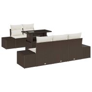 Градински Софа Комплект с възглавница 6 pcs Кафяв и Кремав