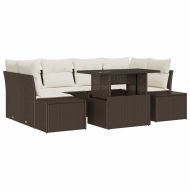 Градински Софа Комплект с възглавница 7 pcs Кафяв и Кремав