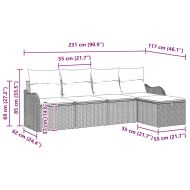 Градински Софа Комплект 5 pcs Светлосиво Полиратан