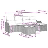 Градински Софа Комплект 6 pcs Светлосиво полиратан