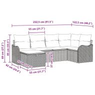 Градински Софа Комплект 6 pcs Черно и кремаво Полиратан