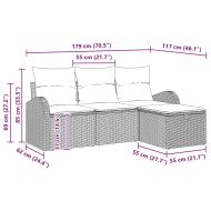 Комплект дивани с възглавница 4 pcs Черен и кремав полиратан
