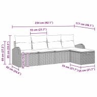 Комплект дивани с възглавница 5 pcs Черен и кремав полиратан