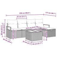 Комплект дивани с възглавница 6 pcs Кафяв и Кремав полиратан