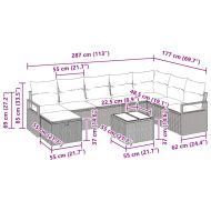 Комплект дивани с възглавница 9 pcs Черен и кремав полиратан