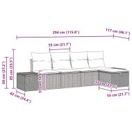 Градински Софа Комплект с възглавница 5 pcs полиратан