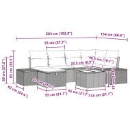 Градински Софа Комплект с възглавница 7 pcs Черно полиратан