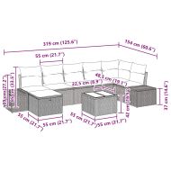Градински Софа Комплект с възглавница 8 pcs Кафяво полиратан