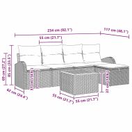 Градински Софа Комплект с възглавница 6 pcs Бежово полиратан