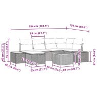 Градински Софа Комплект с възглавница 7 pcs Черно полиратан