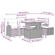 Градински Софа Комплект с възглавница 6 pcs Бежово Полиратан