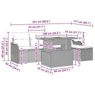 Градински Софа Комплект с възглавница 6 pcs Бежово полиратан