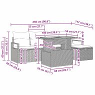 Градински Софа Комплект с възглавница 6 pcs Черно полиратан