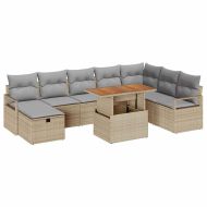 Градински Софа Комплект с възглавница 9 pcs Бежово полиратан