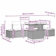 Градински Софа Комплект с възглавница 6 pcs Черно полиратан
