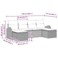 Градински Софа Комплект 6 pcs Светлосиво полиратан