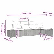 Градински Софа Комплект с възглавница 5 pcs Черно Полиратан