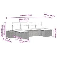 Градински Софа Комплект с възглавница 6 pcs Бежово полиратан