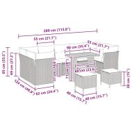 Градински Софа Комплект 10 pcs Сив полиратан