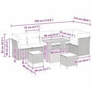 Градински Софа Комплект 9 pcs Сив полиратан