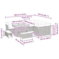 Градински Софа Комплект 12 pcs Сив полиратан