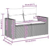 Градински Софа Комплект 8 pcs Сив полиратан