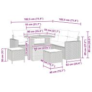 Градински Софа Комплект 8 pcs Сив полиратан