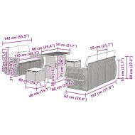 Градински Софа Комплект 8 pcs Сив полиратан
