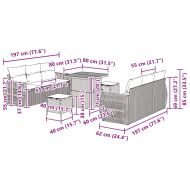 Градински Софа Комплект с възглавница 9 pcs Черно полиратан