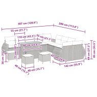 Градински Софа Комплект 14 pcs Бежово полиратан