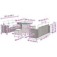 Градински Софа Комплект с възглавница 9 pcs Бежово Полиратан