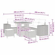 Градински Софа Комплект с възглавница 8 pcs Черно полиратан