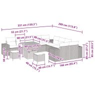 Градински Софа Комплект с възглавница 13 pcs Черно полиратан