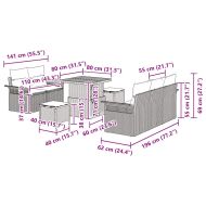 Градински Софа Комплект с възглавница 8 pcs Черно полиратан