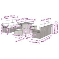 Градински Софа Комплект с възглавница 9 pcs Черно полиратан