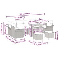 Градински Софа Комплект с възглавница 10 pcs Сив полиратан