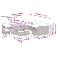 Градински Софа Комплект с възглавница 13 pcs Черно полиратан