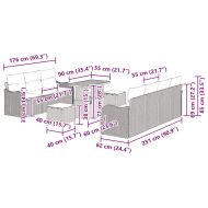 Градински Софа Комплект с възглавница 10 pcs Бежово полиратан