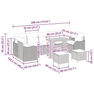 Градински Софа Комплект с възглавница 10 pcs Черно полиратан