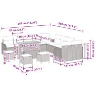 Градински Софа Комплект 14 pcs Сив полиратан