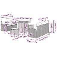 Градински Софа Комплект с възглавница 8 pcs Черно полиратан