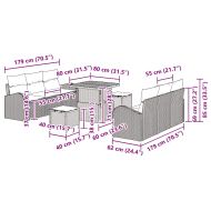 Градински Софа Комплект с възглавница 9 pcs Черно полиратан