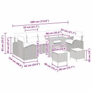 Градински Софа Комплект с възглавница 10 pcs Черно полиратан