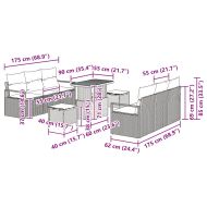Градински Софа Комплект с възглавница 9 pcs Бежово полиратан