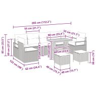 Градински Софа Комплект с възглавница 10 pcs Бежово полиратан