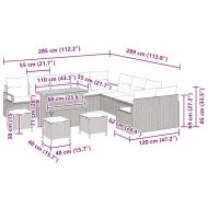 Градински Софа Комплект с възглавница 14 pcs Черно полиратан