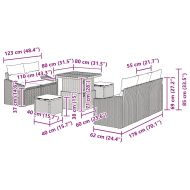 Градински Софа Комплект с възглавница 8 pcs Черно полиратан